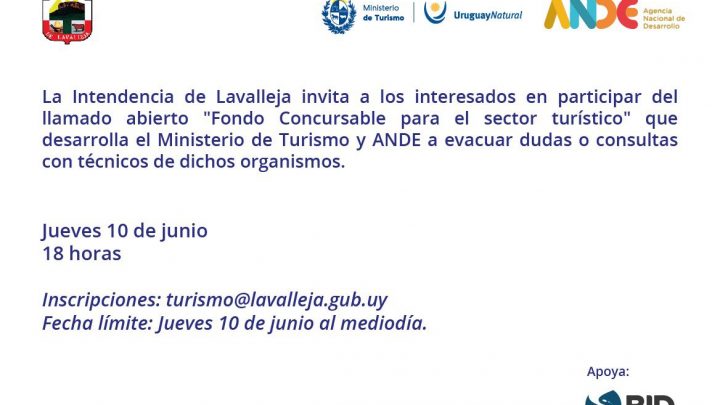 10.06.2021 Intendencia de Lavalleja invita a participar en el «Fondo Concursable para el sector turístico»